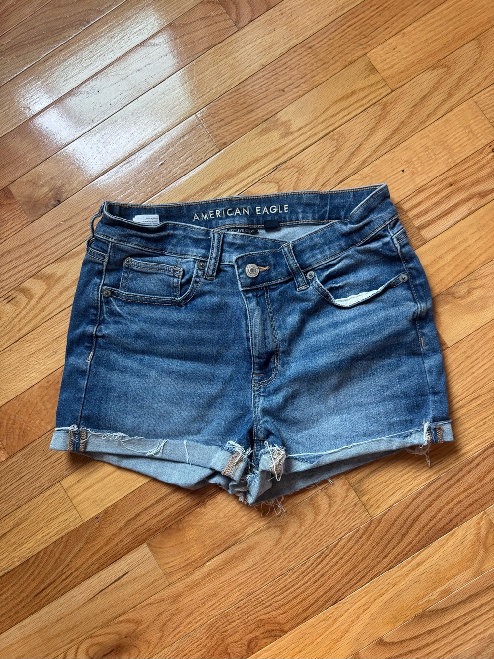 American Eagle Outfitters Distressed Dark Blue Denim Cutoff Shorts